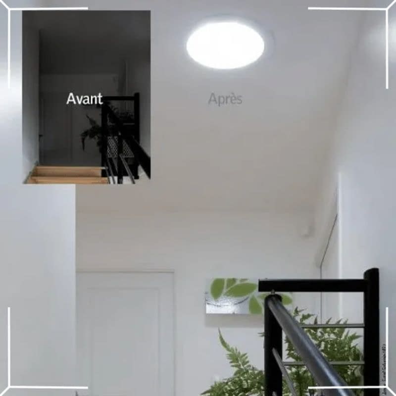Avantaprès de la pose d’un puit de lumière